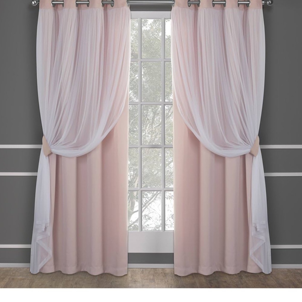Satin and mesh lace curtain/window panels, used in good condition
